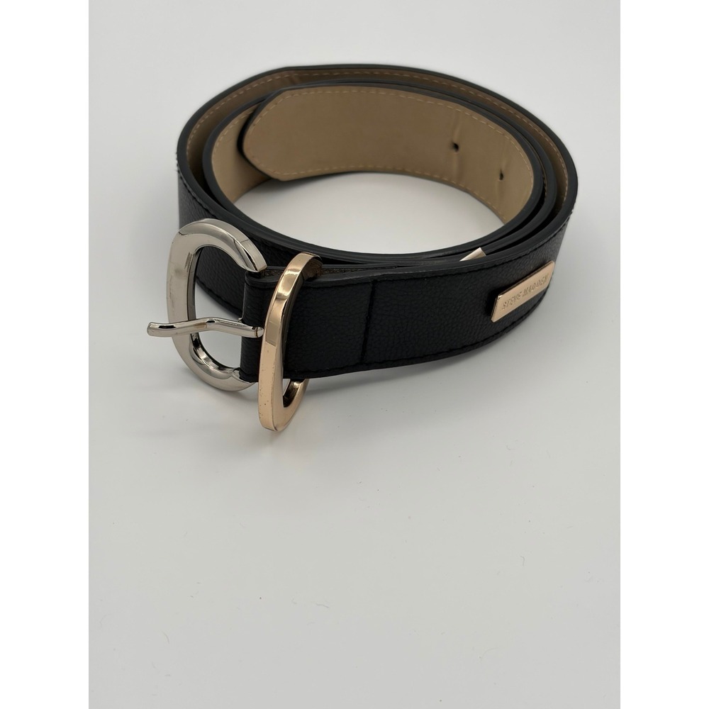 Steve Madden Belt Womens Medium Black Gold Silver Hardware SMP84130